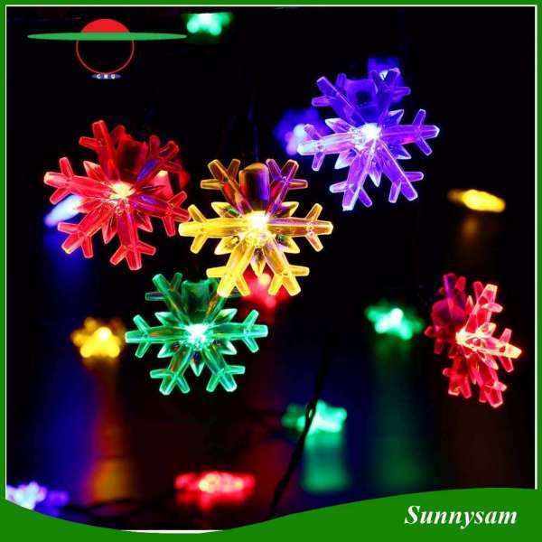 Colorful Snowflake Solar Energy Strings Lights - Party Wedding Holiday Christmas Light Trees Decorations Gardern Home Yard Landscape Party Ambiance Lighting